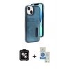 MARSİLYAN™- iPhone 14 Kılıf Yörünge Işık Serisi - Şeffaf Royal Nano Ekran Koruyucu + PVD Metal Kamera Lens - TU