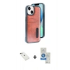MARSİLYAN™- iPhone 14 Kılıf Yörünge Işık Serisi - Şeffaf Royal Nano Ekran Koruyucu + Diamond Kamera Lens - YL