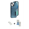 MARSİLYAN™- iPhone 14 Kılıf Yörünge Işık Serisi - Şeffaf Royal Nano Ekran Koruyucu + Diamond Kamera Lens - YL