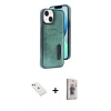 MARSİLYAN™- iPhone 14 Kılıf Yörünge Işık Serisi - Siyah Bilvis 3D Cam Ekran Koruyucu + Diamond Kamera Lens - KI