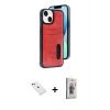 MARSİLYAN™- iPhone 14 Kılıf Yörünge Işık Serisi - Siyah Bilvis 3D Cam Ekran Koruyucu + Diamond Kamera Lens - KI