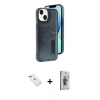 MARSİLYAN™- iPhone 14 Kılıf Yörünge Işık Serisi - Siyah Bilvis 3D Cam Ekran Koruyucu + Diamond Kamera Lens - KI