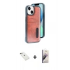 MARSİLYAN™- iPhone 14 Kılıf Yörünge Işık Serisi - Siyah Bilvis 3D Mat Cam Ekran Koruyucu + Diamond Kamera Lens - YL