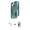 MARSİLYAN™- iPhone 14 Kılıf Yörünge Işık Serisi - Siyah Bilvis 3D Mat Cam Ekran Koruyucu + Diamond Kamera Lens - YL