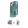 MARSİLYAN™- iPhone 14 Kılıf Yörünge Işık Serisi - Siyah Bilvis 3D Mat Cam Ekran Koruyucu + Raze Metal Kamera Lens - GS