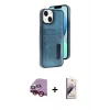 MARSİLYAN™- iPhone 14 Kılıf Yörünge Işık Serisi - Siyah Bilvis 3D Mat Cam Ekran Koruyucu + Raze Metal Kamera Lens - KI