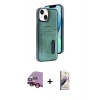 MARSİLYAN™- iPhone 14 Kılıf Yörünge Işık Serisi - Siyah Bilvis 3D Mat Cam Ekran Koruyucu + Raze Metal Kamera Lens - KI
