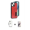 MARSİLYAN™- iPhone 14 Kılıf Yörünge Işık Serisi - Siyah Bilvis 3D Mat Cam Ekran Koruyucu + Shine Kamera Lens - GI