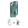 MARSİLYAN™- iPhone 14 Kılıf Yörünge Işık Serisi - Siyah Bilvis 3D Mat Cam Ekran Koruyucu + Shine Kamera Lens - GI