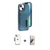 MARSİLYAN™- iPhone 14 Kılıf Yörünge Işık Serisi - Siyah Bilvis 3D Mat Cam Ekran Koruyucu + Shine Kamera Lens - SH
