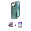 MARSİLYAN™- iPhone 14 Kılıf Yörünge Işık Serisi - Siyah Bilvis 5in1 3D Magic Cam Ekran Koruyucu + Raze Metal Kamera Lens - GS