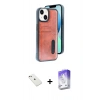 MARSİLYAN™- iPhone 14 Kılıf Yörünge Işık Serisi - Siyah Bilvis 5in1 3D Magic Cam Ekran Koruyucu + Diamond Kamera Lens - PE