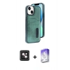 MARSİLYAN™- iPhone 14 Kılıf Yörünge Işık Serisi - Siyah Bilvis 5in1 3D Magic Cam Ekran Koruyucu + PVD Metal Kamera Lens - PE
