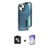 MARSİLYAN™- iPhone 14 Kılıf Yörünge Işık Serisi - Siyah Bilvis 5in1 3D Magic Cam Ekran Koruyucu + PVD Metal Kamera Lens - YL