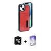 MARSİLYAN™- iPhone 14 Kılıf Yörünge Işık Serisi - Siyah Bilvis 5in1 3D Magic Cam Ekran Koruyucu + PVD Metal Kamera Lens - TU