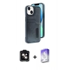 MARSİLYAN™- iPhone 14 Kılıf Yörünge Işık Serisi - Siyah Bilvis 5in1 3D Magic Cam Ekran Koruyucu + PVD Metal Kamera Lens - TU