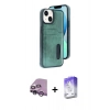 MARSİLYAN™- iPhone 14 Kılıf Yörünge Işık Serisi - Siyah Bilvis 5in1 3D Magic Cam Ekran Koruyucu + Raze Metal Kamera Lens - MR
