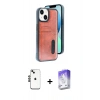 MARSİLYAN™- iPhone 14 Kılıf Yörünge Işık Serisi - Siyah Bilvis 5in1 3D Magic Cam Ekran Koruyucu + Shine Kamera Lens - SH