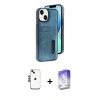 MARSİLYAN™- iPhone 14 Kılıf Yörünge Işık Serisi - Siyah Bilvis 5in1 3D Magic Cam Ekran Koruyucu + Shine Kamera Lens - SH
