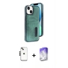 MARSİLYAN™- iPhone 14 Kılıf Yörünge Işık Serisi - Siyah Bilvis 5in1 3D Magic Cam Ekran Koruyucu + Shine Kamera Lens - SH