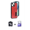 MARSİLYAN™- iPhone 14 Kılıf Yörünge Işık Serisi - Siyah Bilvis 5in1 5D Magic Hayalet Cam Ekran Koruyucu + PVD Metal Kamera Lens - SH