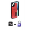 MARSİLYAN™- iPhone 14 Kılıf Yörünge Işık Serisi - Siyah Bilvis 5in1 5D Magic Hayalet Cam Ekran Koruyucu + PVD Metal Kamera Lens - PE