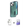 MARSİLYAN™- iPhone 14 Kılıf Yörünge Işık Serisi - Siyah Bilvis 5in1 5D Magic Hayalet Cam Ekran Koruyucu + Shine Kamera Lens - SH