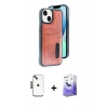 MARSİLYAN™- iPhone 14 Kılıf Yörünge Işık Serisi - Siyah Bilvis 5in1 5D Magic Hayalet Cam Ekran Koruyucu + Shine Kamera Lens - SH