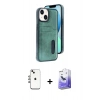 MARSİLYAN™- iPhone 14 Kılıf Yörünge Işık Serisi - Siyah Bilvis 5in1 5D Magic Hayalet Cam Ekran Koruyucu + Shine Kamera Lens - GI