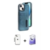 MARSİLYAN™- iPhone 14 Kılıf Yörünge Işık Serisi - Siyah Bilvis 5in1 5D Magic Hayalet Cam Ekran Koruyucu + Shine Kamera Lens - GI