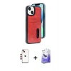 MARSİLYAN™- iPhone 14 Kılıf Yörünge Işık Serisi - Siyah Bilvis 5in1 5D Magic Hayalet Cam Ekran Koruyucu + Shine Kamera Lens - KI