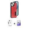 MARSİLYAN™- iPhone 14 Kılıf Yörünge Işık Serisi - Siyah Bilvis 5in1 5D Magic Hayalet Cam Ekran Koruyucu + Shine Kamera Lens - SH