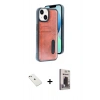 MARSİLYAN™- iPhone 14 Kılıf Yörünge Işık Serisi - Siyah Bilvis Hayalet Cam Ekran Koruyucu + Diamond Kamera Lens - PE