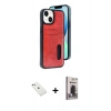 MARSİLYAN™- iPhone 14 Kılıf Yörünge Işık Serisi - Siyah Bilvis Hayalet Cam Ekran Koruyucu + Diamond Kamera Lens - PE