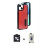 MARSİLYAN™- iPhone 14 Kılıf Yörünge Işık Serisi - Siyah Bilvis Hayalet Cam Ekran Koruyucu + PVD Metal Kamera Lens - SH