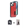 MARSİLYAN™- iPhone 14 Kılıf Yörünge Işık Serisi - Siyah Bilvis Hayalet Cam Ekran Koruyucu + PVD Metal Kamera Lens - SH