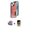 MARSİLYAN™- iPhone 14 Kılıf Yörünge Işık Serisi - Siyah Buffer Cam Ekran Koruyucu + Raze Metal Kamera Lens - GS