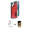 MARSİLYAN™- iPhone 14 Kılıf Yörünge Işık Serisi - Siyah Buffer Cam Ekran Koruyucu + Shine Kamera Lens - GD