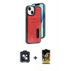 MARSİLYAN™- iPhone 14 Kılıf Yörünge Işık Serisi - Siyah Buffer Cam Ekran Koruyucu + PVD Metal Kamera Lens - SH