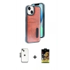 MARSİLYAN™- iPhone 14 Kılıf Yörünge Işık Serisi - Siyah Buffer Cam Ekran Koruyucu + Siyah Shine Kamera Lens