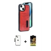 MARSİLYAN™- iPhone 14 Kılıf Yörünge Işık Serisi - Siyah Buffer Cam Ekran Koruyucu + Siyah Shine Kamera Lens