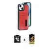 MARSİLYAN™- iPhone 14 Kılıf Yörünge Işık Serisi - Siyah Buffer Cam Ekran Koruyucu + PVD Metal Kamera Lens - YL