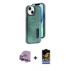 MARSİLYAN™- iPhone 14 Kılıf Yörünge Işık Serisi - Siyah Buffer Hayalet Cam Ekran Koruyucu + Raze Metal Kamera Lens - MR