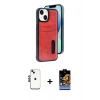 MARSİLYAN™- iPhone 14 Kılıf Yörünge Işık Serisi - Siyah Buffer Hayalet Cam Ekran Koruyucu + Shine Kamera Lens - SH