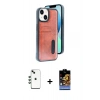 MARSİLYAN™- iPhone 14 Kılıf Yörünge Işık Serisi - Siyah Buffer Hayalet Cam Ekran Koruyucu + Shine Kamera Lens - YL