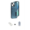 MARSİLYAN™- iPhone 14 Kılıf Yörünge Işık Serisi - Siyah Joko Magic 5D Cam + Diamond Kamera Lens - SABE