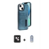 MARSİLYAN™- iPhone 14 Kılıf Yörünge Işık Serisi - Siyah Joko Magic 5D Cam + PVD Metal Kamera Lens - PE