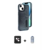 MARSİLYAN™- iPhone 14 Kılıf Yörünge Işık Serisi - Siyah Joko Magic 5D Cam + PVD Metal Kamera Lens - PE