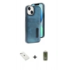 MARSİLYAN™- iPhone 14 Kılıf Yörünge Işık Serisi - Siyah Joko Magic 5D Hayalet Cam + Diamond Kamera Lens - PE
