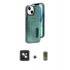 MARSİLYAN™- iPhone 14 Kılıf Yörünge Işık Serisi - Siyah Joko Magic 5D Hayalet Cam + PVD Metal Kamera Lens - PE